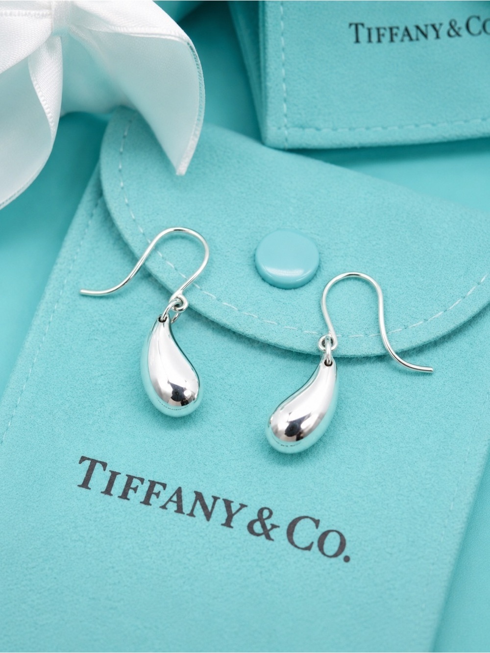Tiffany & Co Teardrop Earrings Sterling Silver 925 Elsa Peretti 25mm Rare